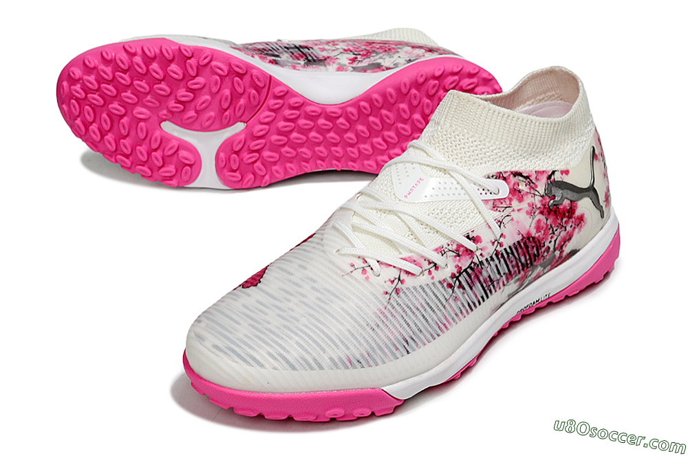 Puma Future 8 Ultimate TF Artificial Turf Soccer Shoes - White/Black/Pink 3