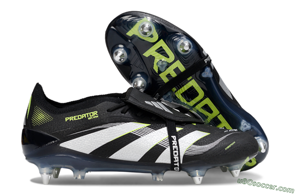 Adidas Predator 25 Elite Foldover Tongue SG Soft Ground Soccer Cleats - Black/Grey/Yellow 1
