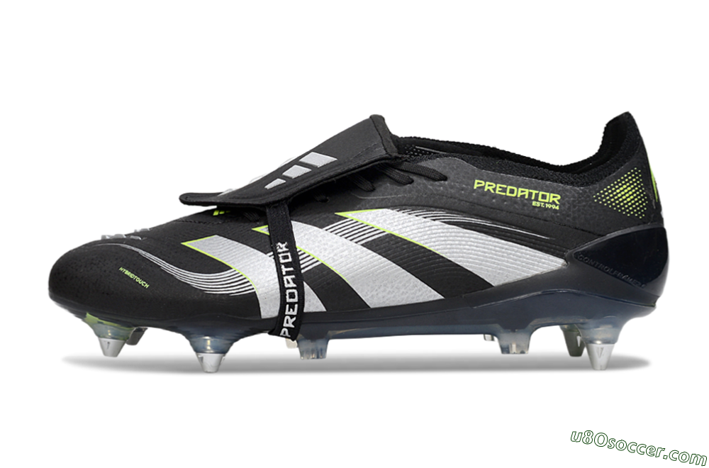 Adidas Predator 25 Elite Foldover Tongue SG Soft Ground Soccer Cleats - Black/Grey/Yellow 2