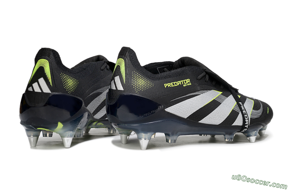 Adidas Predator 25 Elite Foldover Tongue SG Soft Ground Soccer Cleats - Black/Grey/Yellow 6