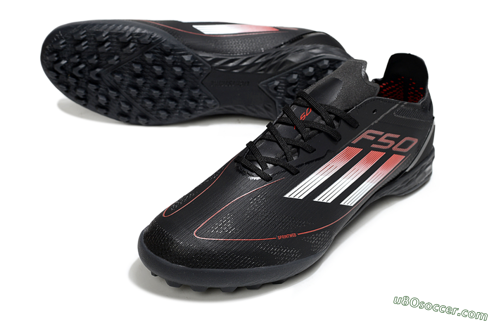 Adidas F50 Elite TF Artificial Turf Soccer Shoes - Black/Silver/Red 3