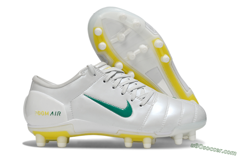 Nike Air Zoom Total 90 III FG Firm Ground Soccer Cleats - White/Green/Yellow 1