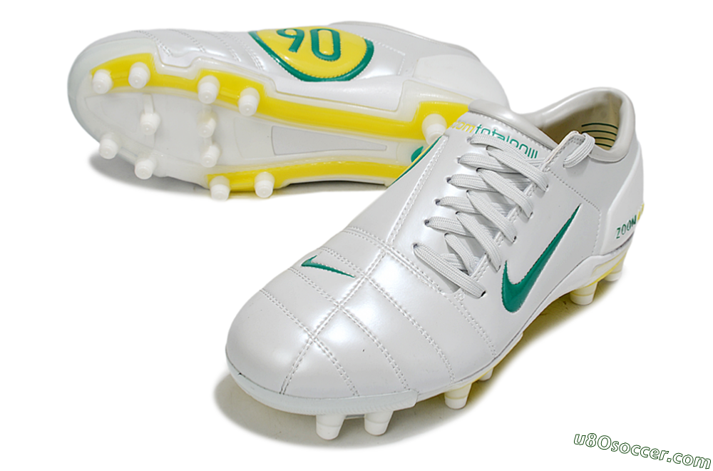 Nike Air Zoom Total 90 III FG Firm Ground Soccer Cleats - White/Green/Yellow 3