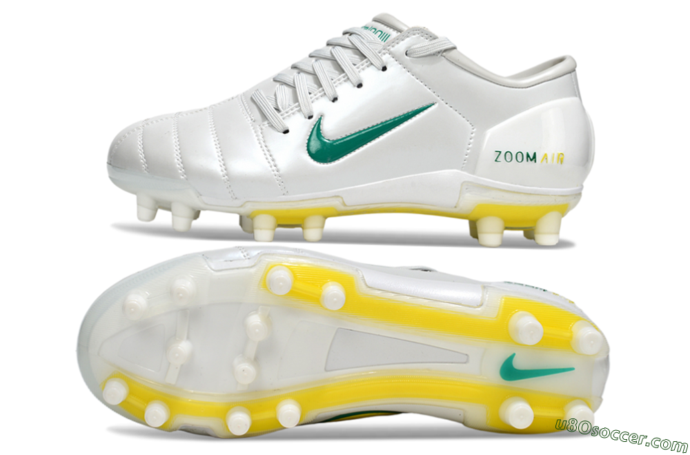 Nike Air Zoom Total 90 III FG Firm Ground Soccer Cleats - White/Green/Yellow 0