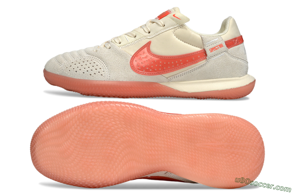 Nike Street Gato IC Indoor & Futsal Soccer Shoes - Beige/Grey/Red 0