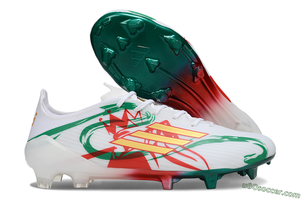 Adidas F50 Elite FG Firm Ground Soccer Cleats - White/Green/Gold/Red 1