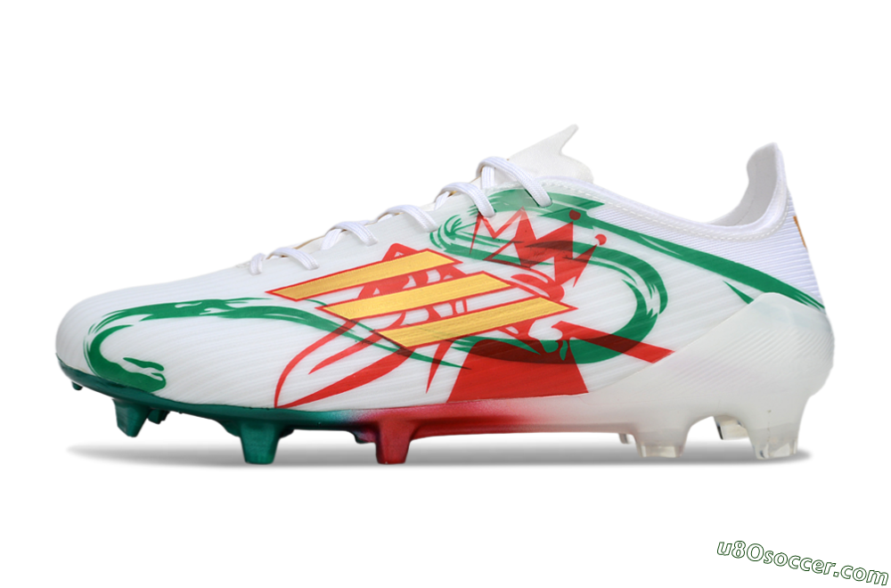 Adidas F50 Elite FG Firm Ground Soccer Cleats - White/Green/Gold/Red 2