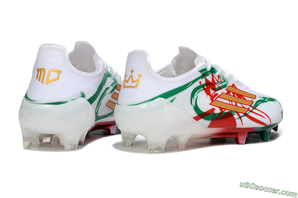 Adidas F50 Elite FG Firm Ground Soccer Cleats - White/Green/Gold/Red 6