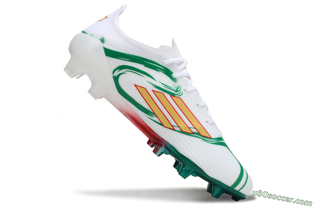 Adidas F50 Elite FG Firm Ground Soccer Cleats - White/Green/Gold/Red 4