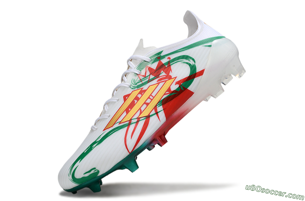 Adidas F50 Elite FG Firm Ground Soccer Cleats - White/Green/Gold/Red 5