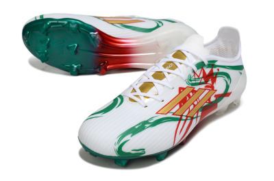 Adidas F50 Elite FG Firm Ground Soccer Cleats - White/Green/Gold/Red
