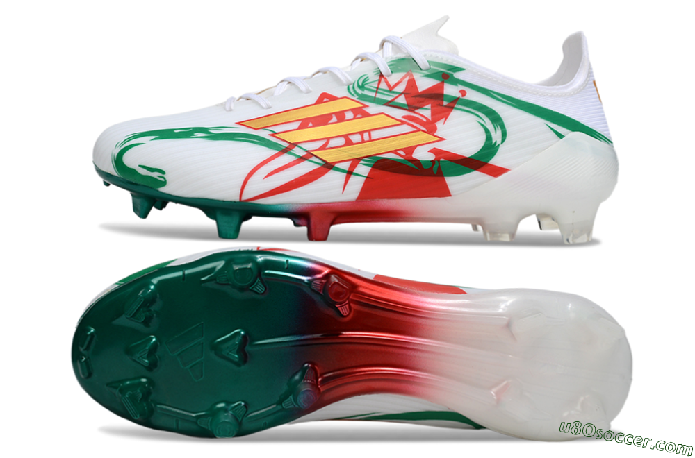Adidas F50 Elite FG Firm Ground Soccer Cleats - White/Green/Gold/Red 0
