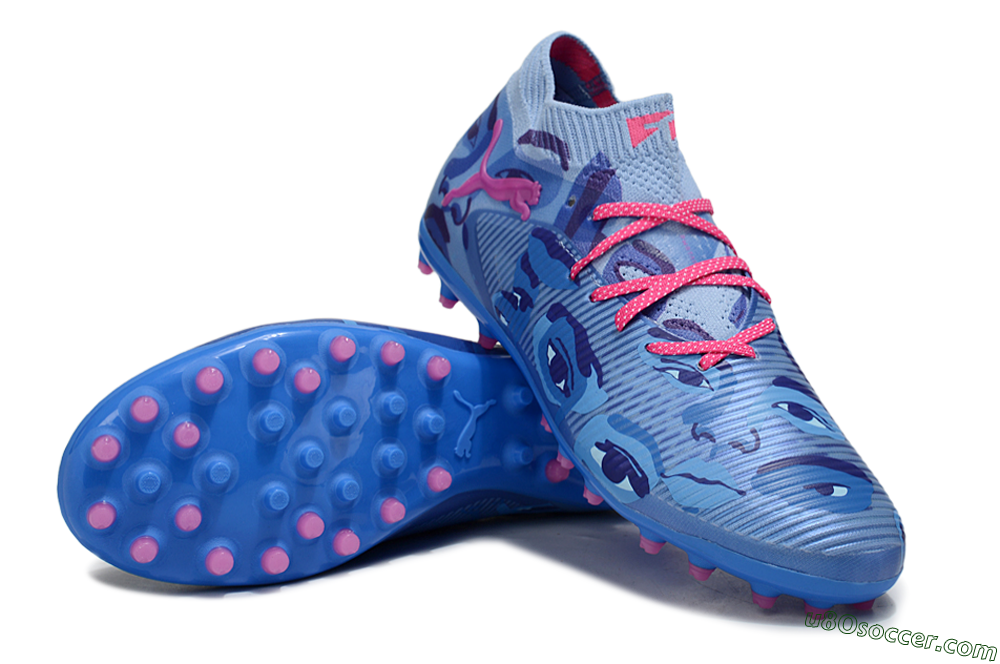 Puma Future 8 Ultimate MG Multi Ground Soccer Cleats - Blue/Pink/Black 3