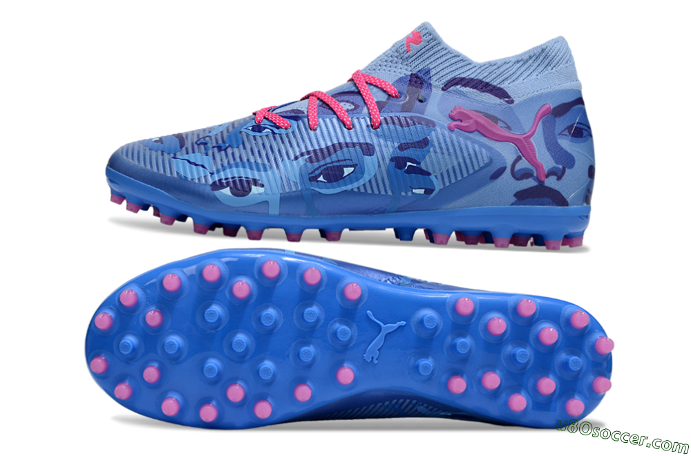 Puma Future 8 Ultimate MG Multi Ground Soccer Cleats - Blue/Pink/Black 0