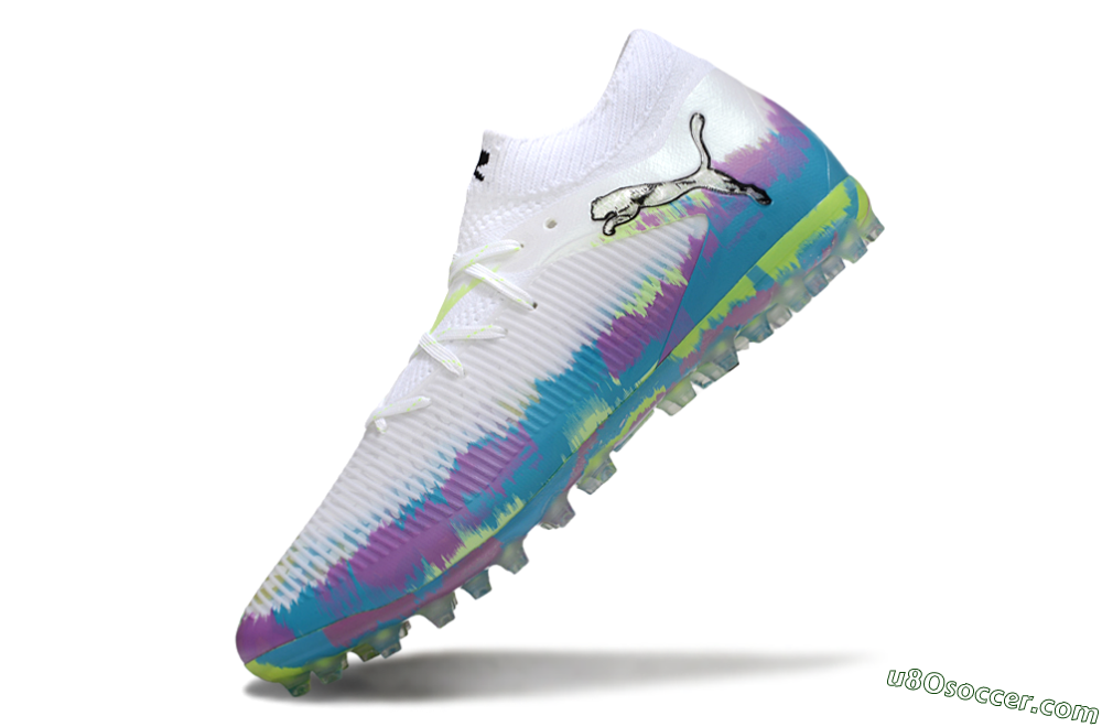 Puma Future 8 Ultimate MG Multi Ground Soccer Cleats - White/Blue/Yellow 5