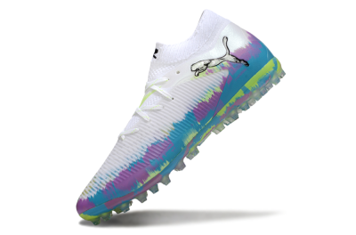 Puma Future 8 Ultimate MG Multi Ground Soccer Cleats - White/Blue/Yellow