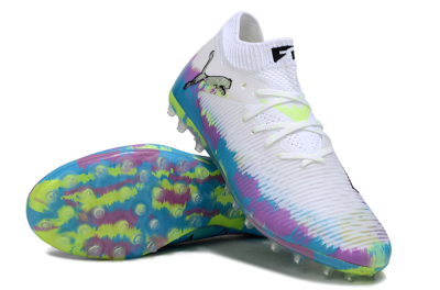 Puma Future 8 Ultimate MG Multi Ground Soccer Cleats - White/Blue/Yellow
