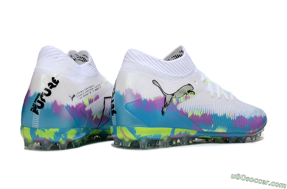 Puma Future 8 Ultimate MG Multi Ground Soccer Cleats - White/Blue/Yellow 6