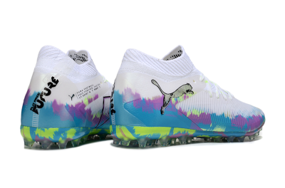 Puma Future 8 Ultimate MG Multi Ground Soccer Cleats - White/Blue/Yellow