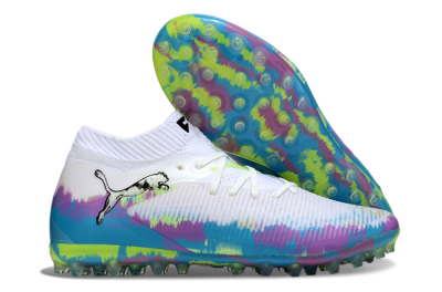 Puma Future 8 Ultimate MG Multi Ground Soccer Cleats - White/Blue/Yellow