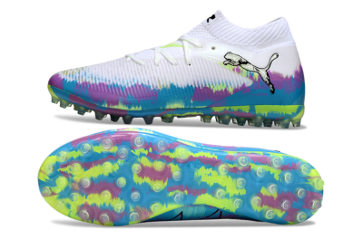 Puma Future 8 Ultimate MG Multi Ground Soccer Cleats - White/Blue/Yellow