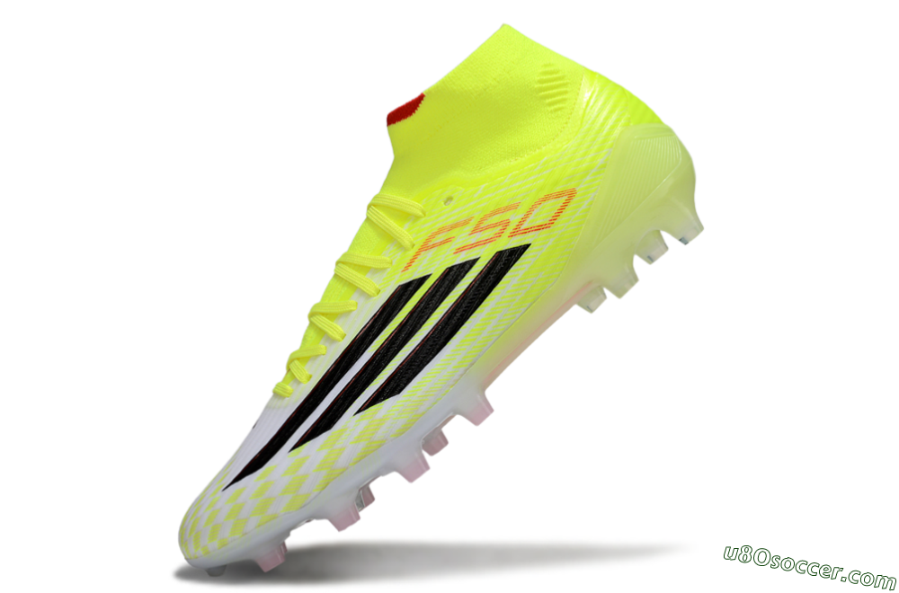 Adidas F50+ Elite Mid FG Firm Ground Soccer Cleats - Yellow/Black/Red 5