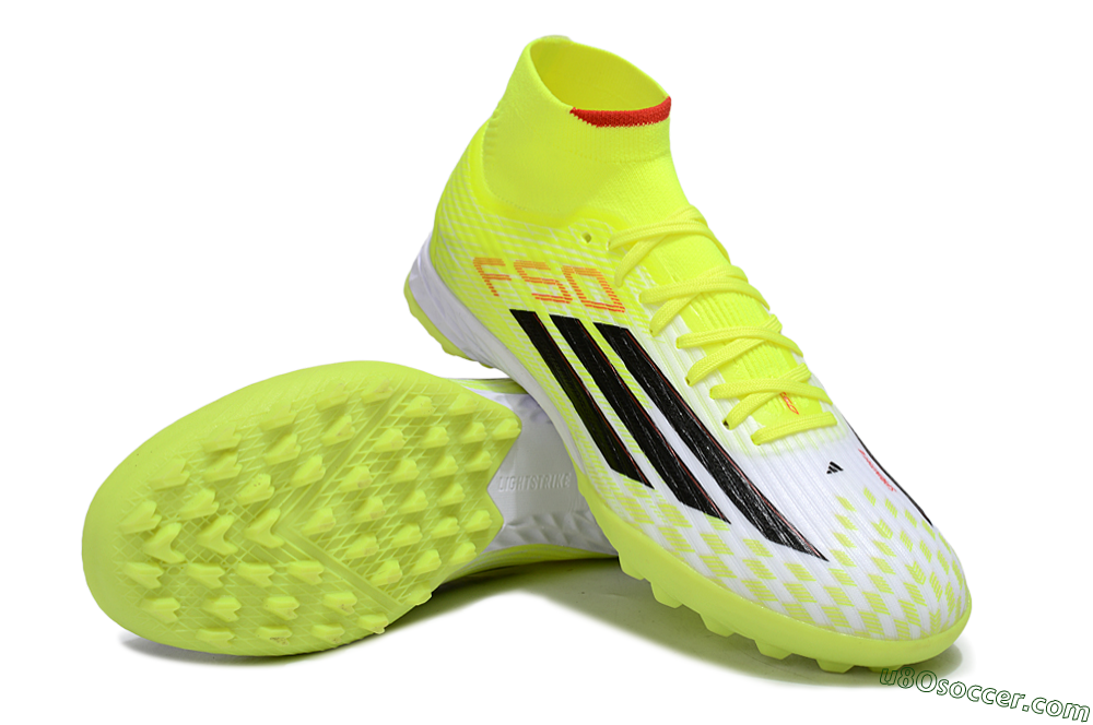 Adidas F50 Elite Mid TF Artificial Turf Soccer Shoes - Yellow/Black/Red 3