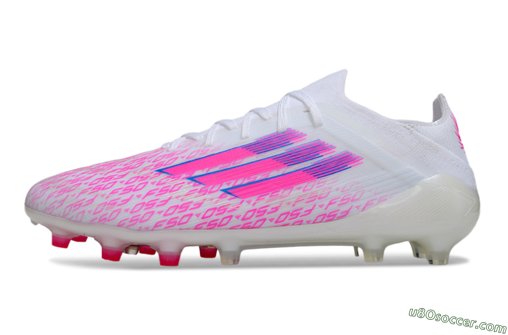 Adidas F50 Pro FG Firm Ground Soccer Cleats - White/Pink/Blue 2