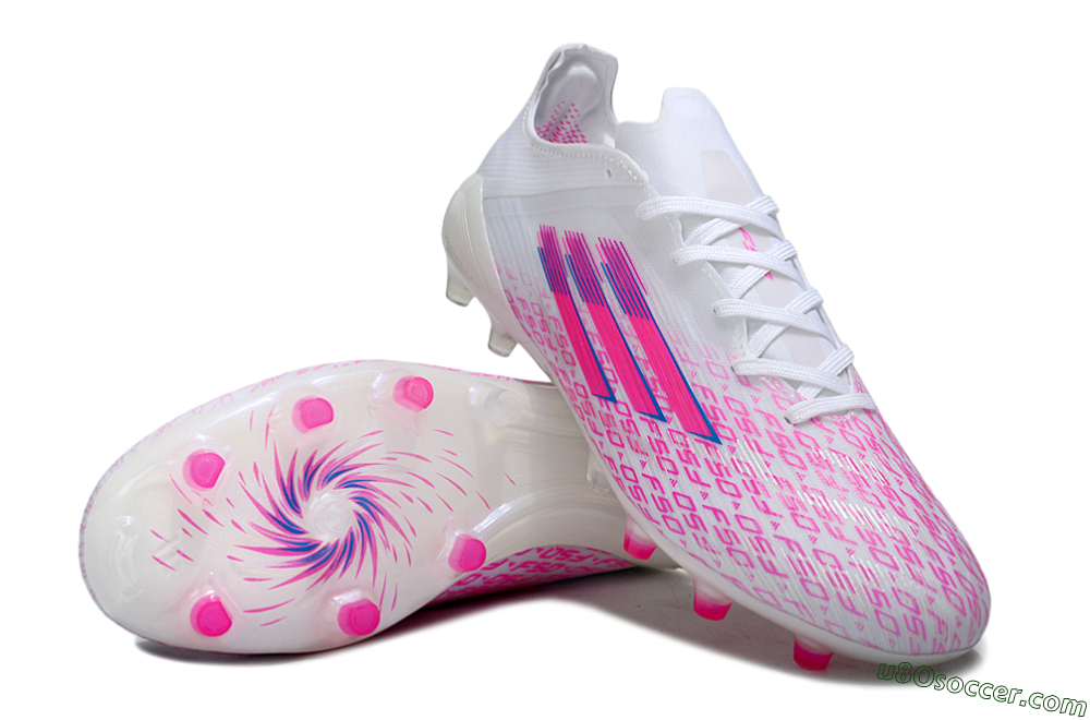 Adidas F50 Pro FG Firm Ground Soccer Cleats - White/Pink/Blue 3
