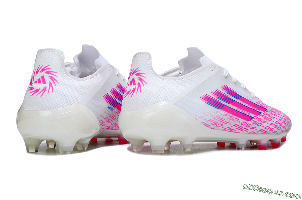 Adidas F50 Pro FG Firm Ground Soccer Cleats - White/Pink/Blue 6