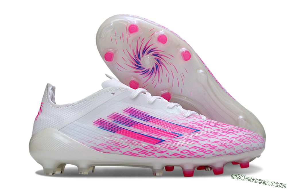 Adidas F50 Pro FG Firm Ground Soccer Cleats - White/Pink/Blue 1