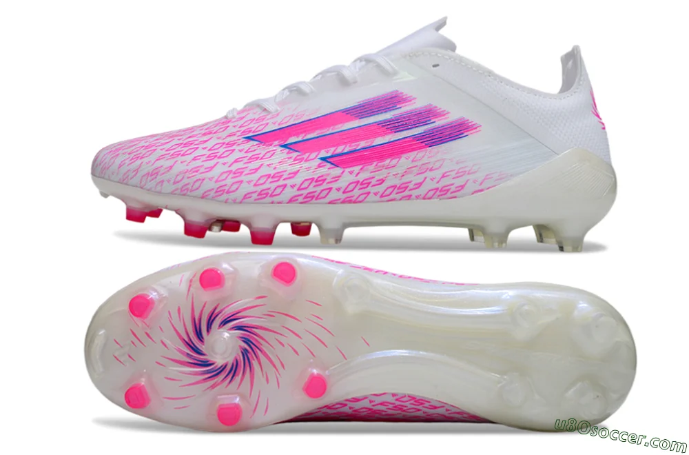 Adidas F50 Pro FG Firm Ground Soccer Cleats - White/Pink/Blue