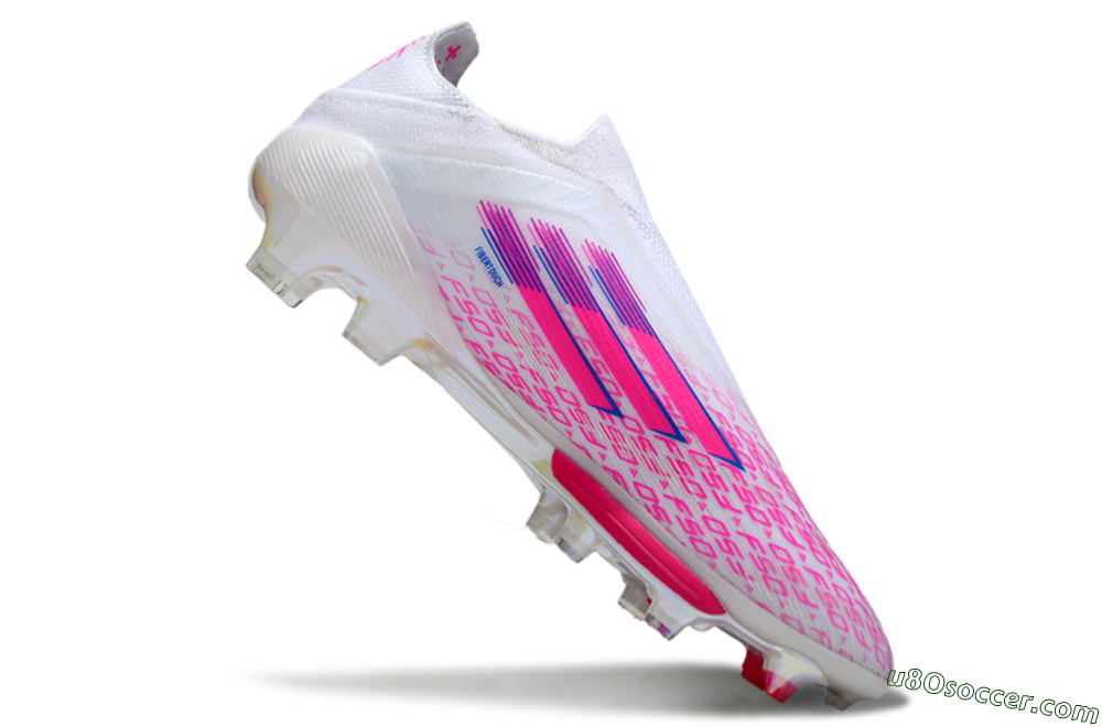Adidas F50+ Elite Lightstrike Pro FG Firm Ground Soccer Cleats - White/Pink/Blue 4