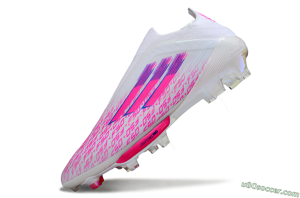 Adidas F50+ Elite Lightstrike Pro FG Firm Ground Soccer Cleats - White/Pink/Blue 5