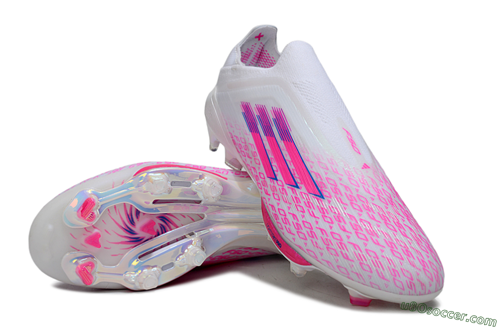Adidas F50+ Elite Lightstrike Pro FG Firm Ground Soccer Cleats - White/Pink/Blue 3