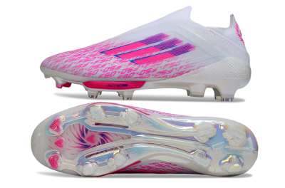 Adidas F50+ Elite Lightstrike Pro FG Firm Ground Soccer Cleats - White/Pink/Blue