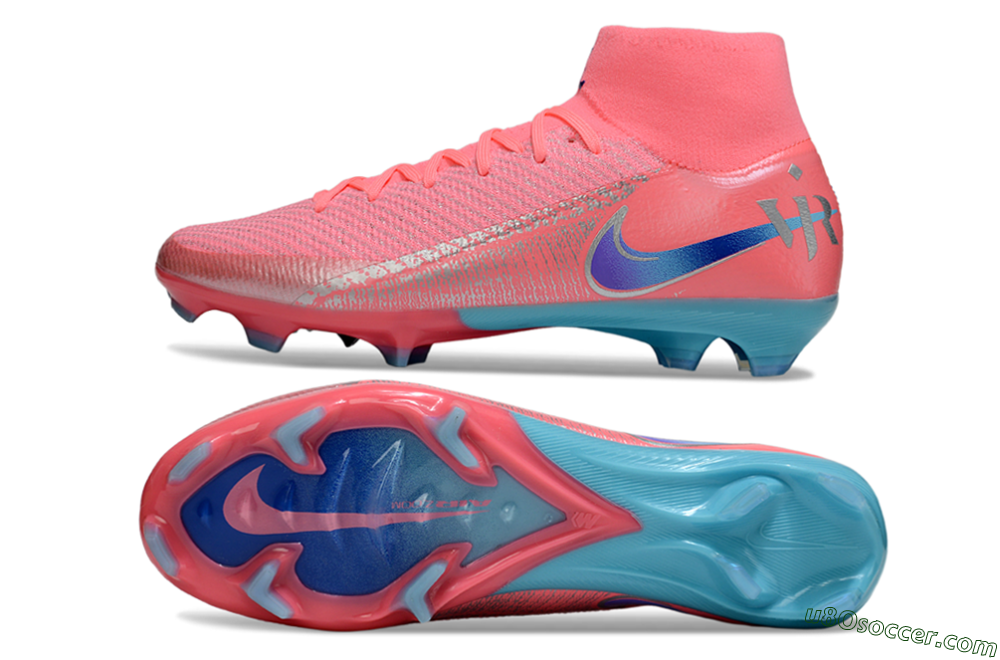 Nike Air Zoom Mercurial Superfly 10 Elite FG Firm Ground Soccer Cleats - Pink/Silver/Blue 0