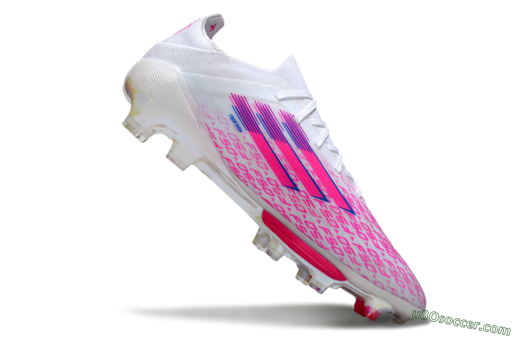 Adidas F50+ Elite Lightstrike Pro FG Firm Ground Soccer Cleats - White/Pink/Blue 4
