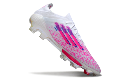 Adidas F50+ Elite Lightstrike Pro FG Firm Ground Soccer Cleats - White/Pink/Blue