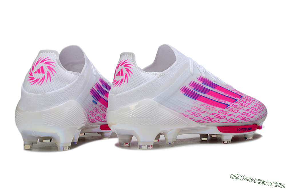 Adidas F50+ Elite Lightstrike Pro FG Firm Ground Soccer Cleats - White/Pink/Blue 6