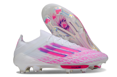 Adidas F50+ Elite Lightstrike Pro FG Firm Ground Soccer Cleats - White/Pink/Blue