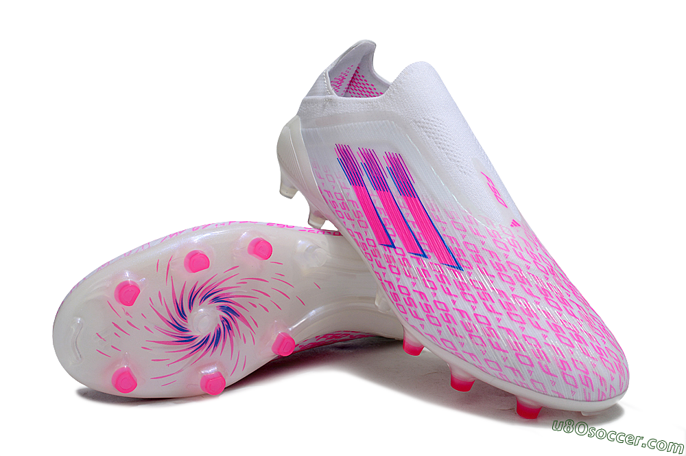 Adidas F50 Pro FG Firm Ground Soccer Cleats - White/Pink/Blue 3