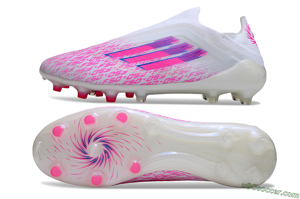 Adidas F50 Pro FG Firm Ground Soccer Cleats - White/Pink/Blue 0