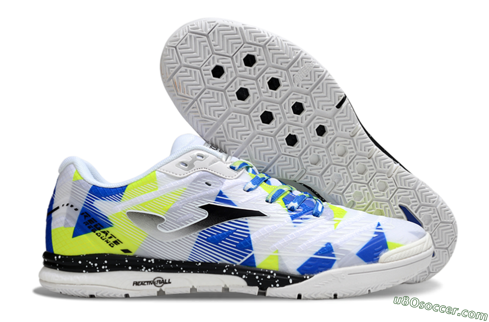 Joma Top Flex IC Indoor & Futsal Soccer Shoes - White/Blue/Yellow 1