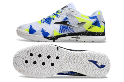 Joma Top Flex IC Indoor & Futsal Soccer Shoes - White/Blue/Yellow