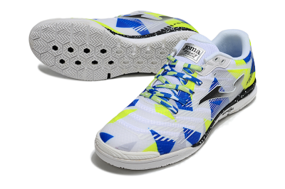 Joma Top Flex IC Indoor & Futsal Soccer Shoes - White/Blue/Yellow
