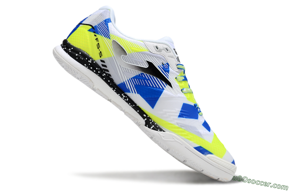 Joma Top Flex IC Indoor & Futsal Soccer Shoes - White/Blue/Yellow 4
