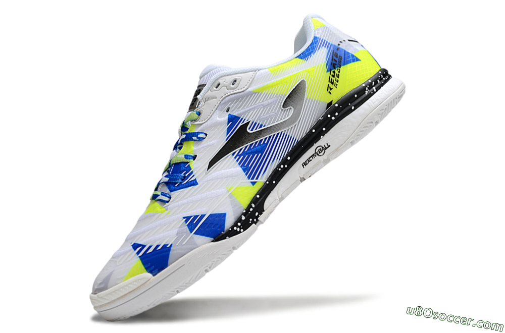 Joma Top Flex IC Indoor & Futsal Soccer Shoes - White/Blue/Yellow 5