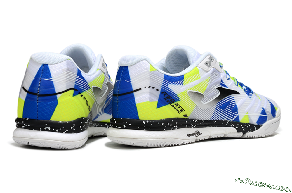 Joma Top Flex IC Indoor & Futsal Soccer Shoes - White/Blue/Yellow 6