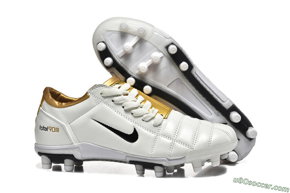 Nike Air Zoom Total 90 III FG Firm Ground Soccer Cleats - White/Black/Gold 1